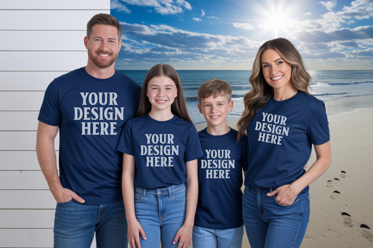 Bella Canvas 3001 Family Group T-Shirt Mockup