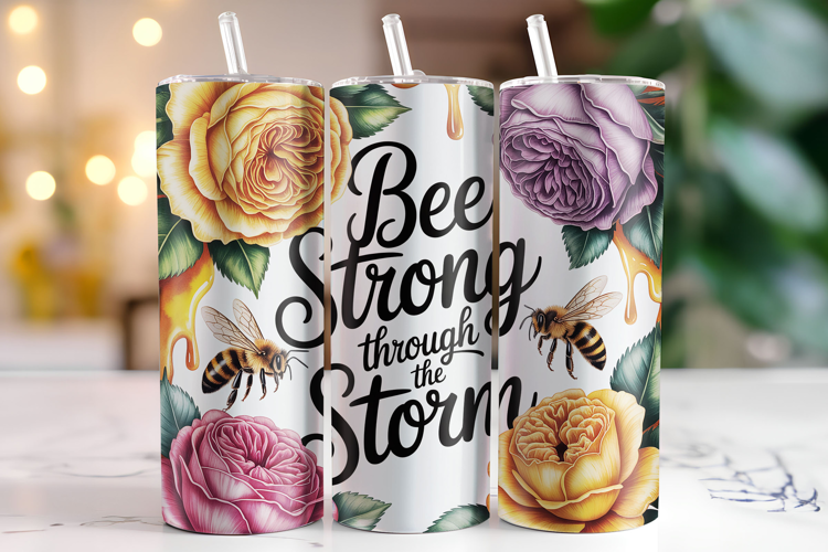 Bee Strong through the Storm Tumbler Wrap | Sublimation