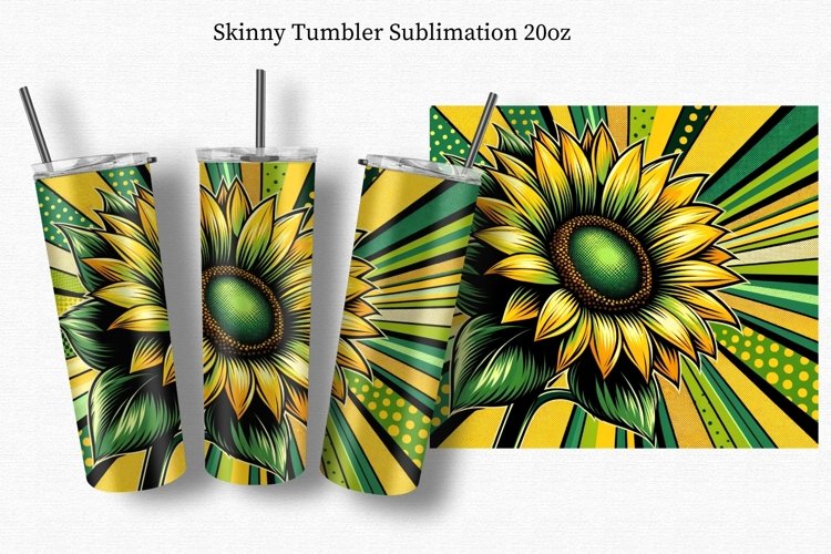 Sunflowers, Pop art, Tumbler Wrap 20oz, example image 1