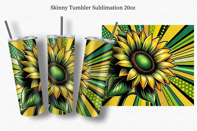 Sunflowers, Pop art, Tumbler Wrap 20oz,