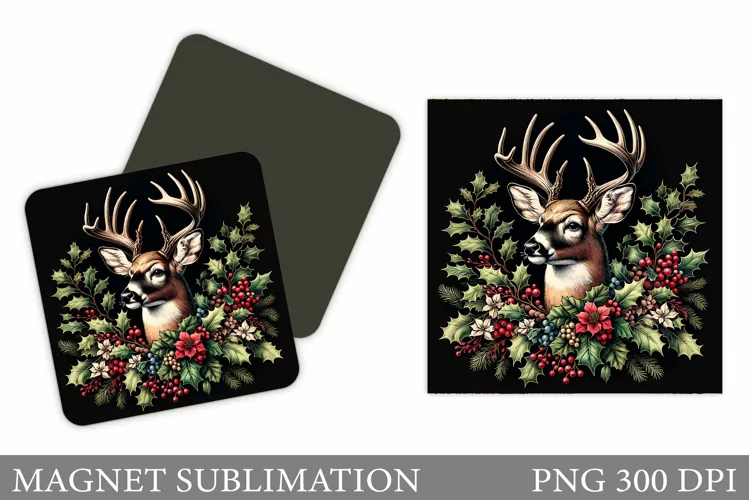 Christmas Deer Magnet Design. Christmas Magnet Sublimation