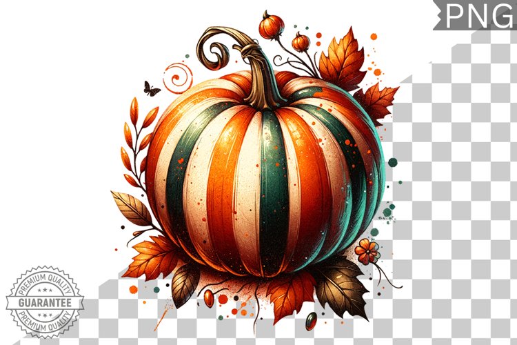 Pumpkin Flowers Sublimation - Clipart PNG Design