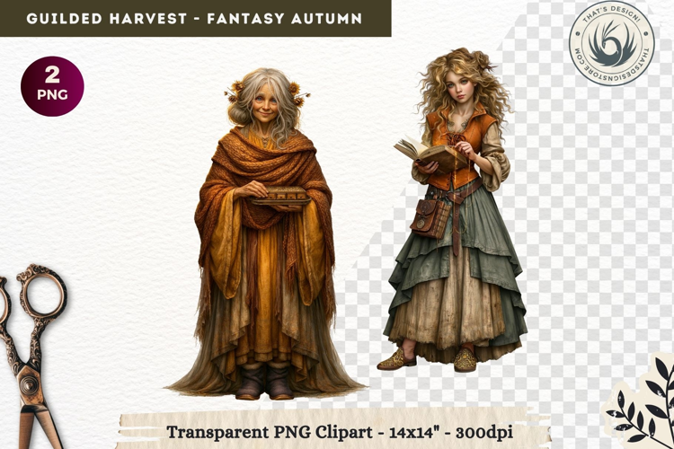 Fantasy Autumn Gilded Harvest PNG Clipart whimsical witch