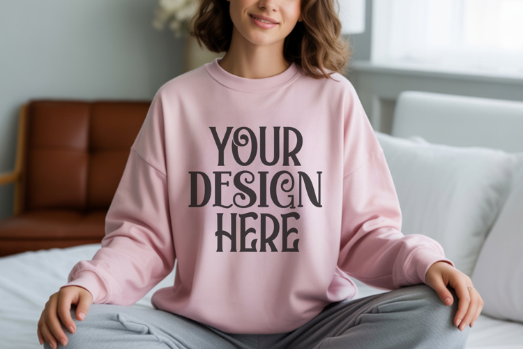 Light Pastel Pink Gildan 18000 Sweatshirt mockup