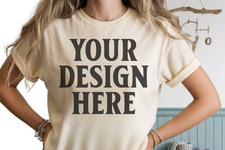 Comfort Colors 1717 Ivory T-Shirt Mockup