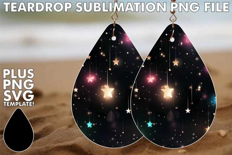 Galactic Glamour: Elegant Starry Sublimation Earrings