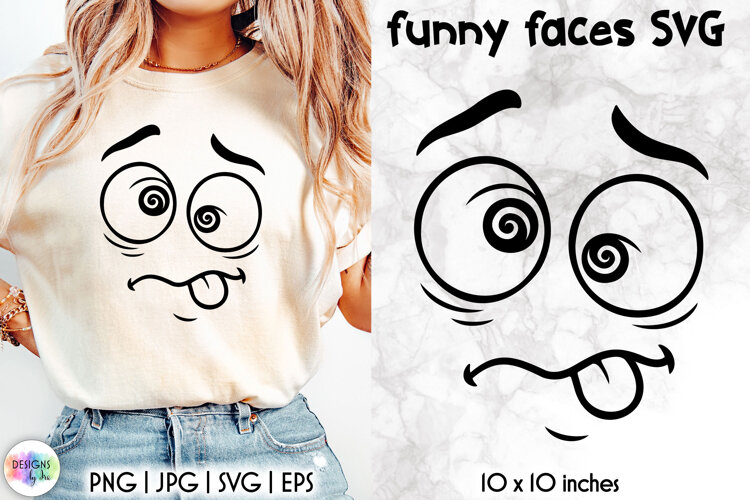 Funny Smiley Face SVG, Sarcastic Cartoon Face Expression PNG example image 1