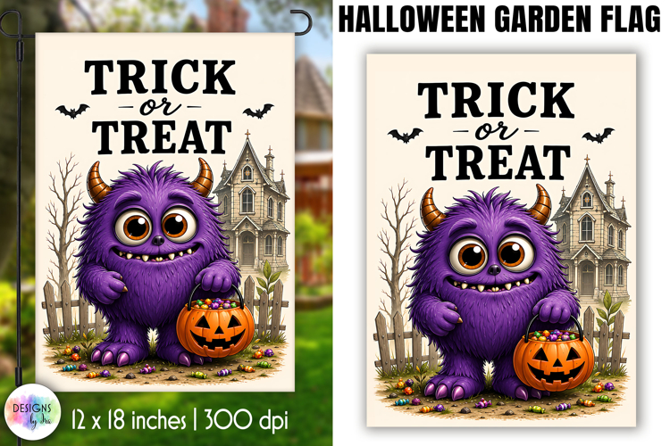 Trick or Treat Halloween Garden Flag PNG Design