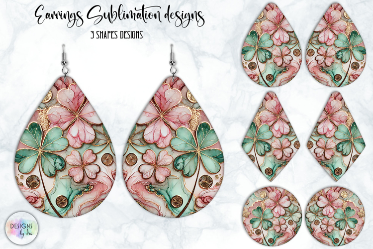St. Patrick’s Day Earrings Sublimation, Lucky Clover Art