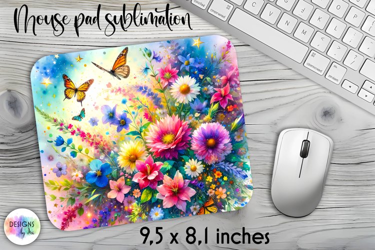 Summer Flowers Mouse Pad. Floral Mouse Pad Design example image 1