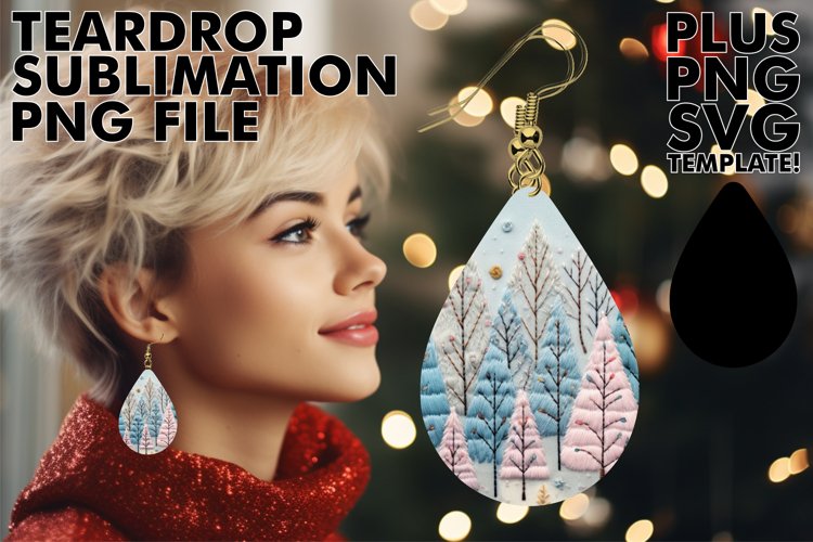 Enchanted Christmas Trees Embroidered Teardrops