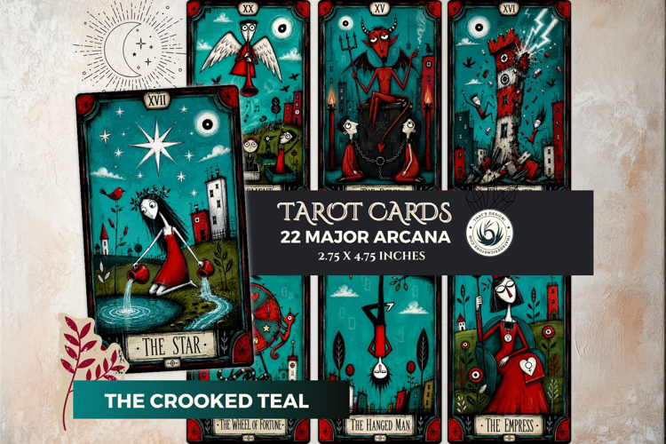 Crooked Teal Tarot Cards Dark Gothic Major Arcana Pack
