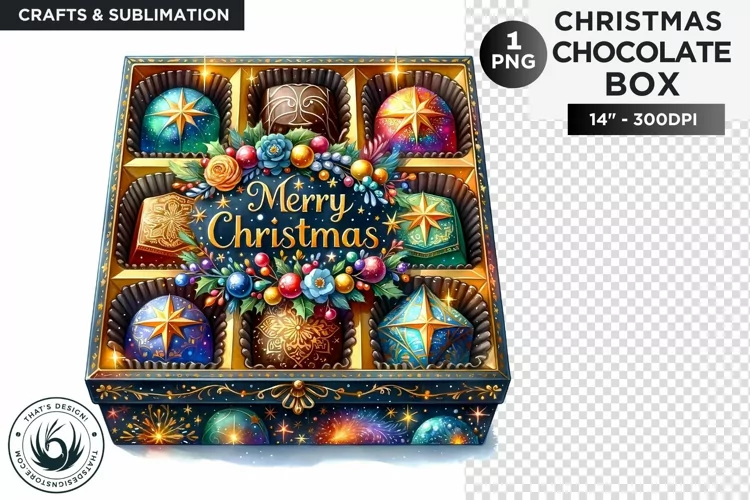Festive Christmas Chocolate Box png clipart V2