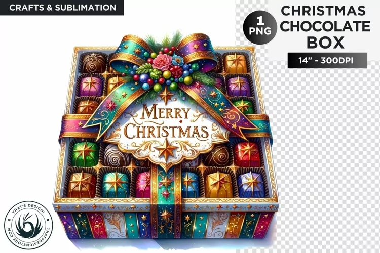 Festive Christmas Chocolate Box png clipart V2
