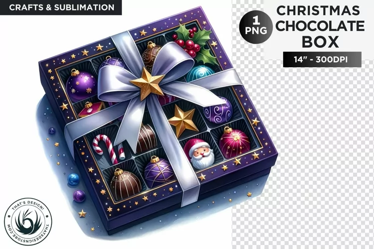 Festive Christmas Chocolate Box png clipart for sublimation