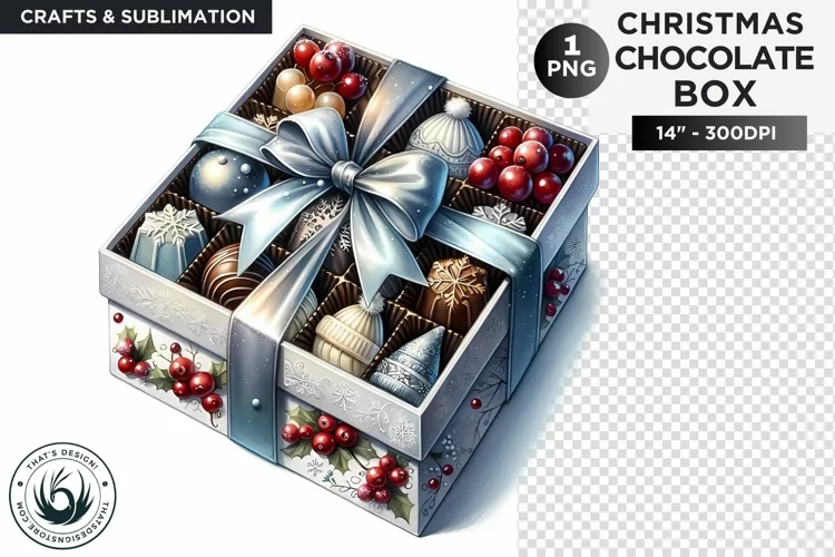 Festive Christmas Chocolate Box png clipart for sublimation