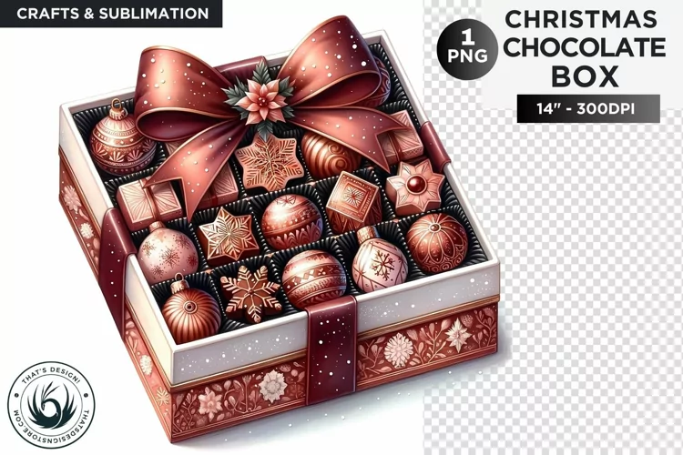 Festive Christmas Chocolate Box png clipart for sublimation