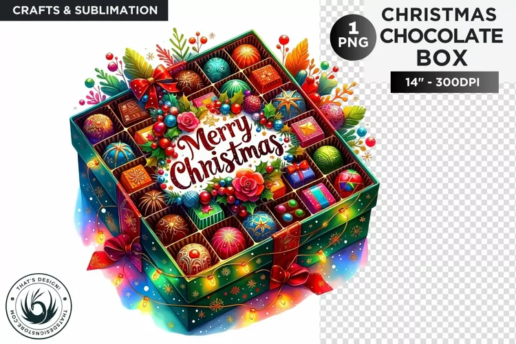 Festive Christmas Chocolate Box png clipart V2