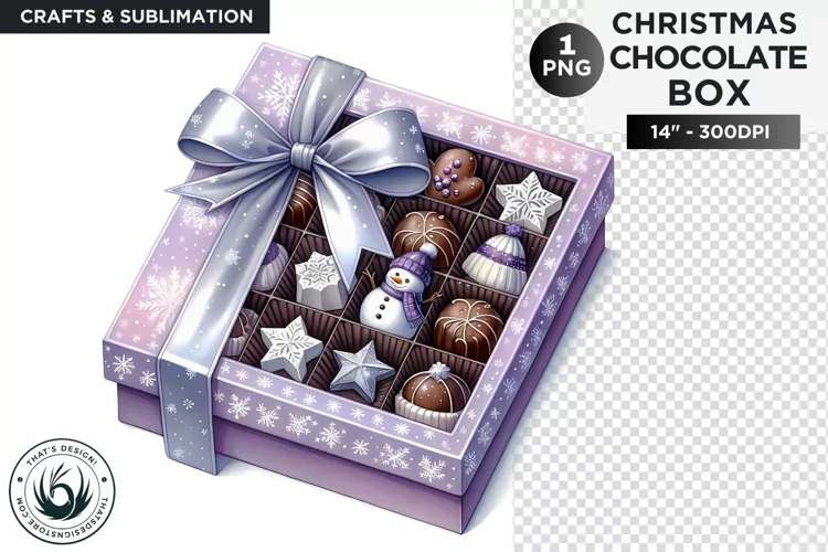 Festive Christmas Chocolate Box png clipart for sublimation