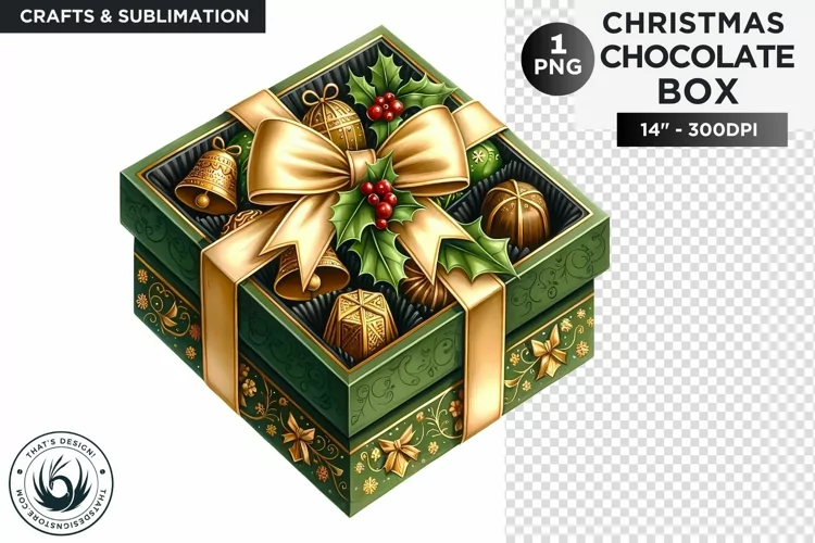Festive Christmas Chocolate Box png clipart V2
