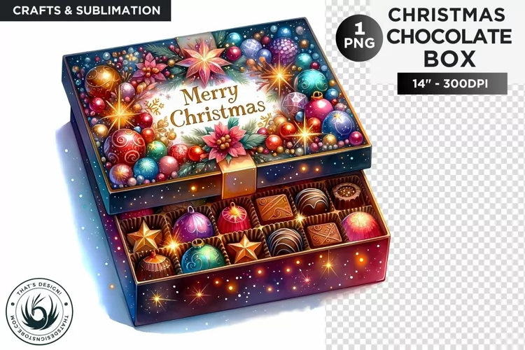 Festive Christmas Chocolate Box png clipart V2