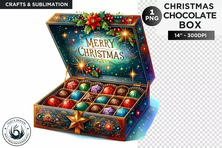 Festive Christmas Chocolate Box png clipart V2
