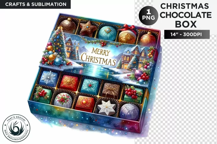 Festive Christmas Chocolate Box png clipart V2