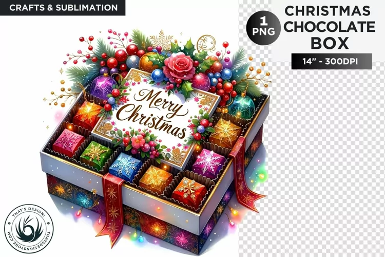 Festive Christmas Chocolate Box png clipart V2