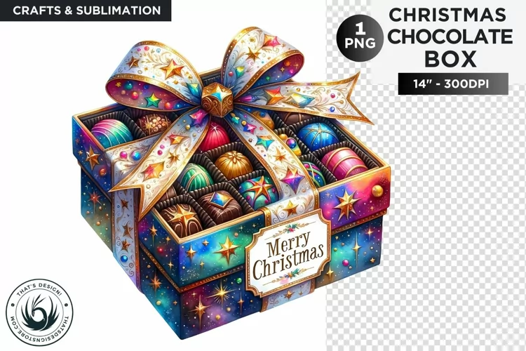 Festive Christmas Chocolate Box png clipart V2