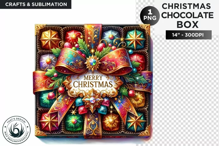 Festive Christmas Chocolate Box png clipart V2
