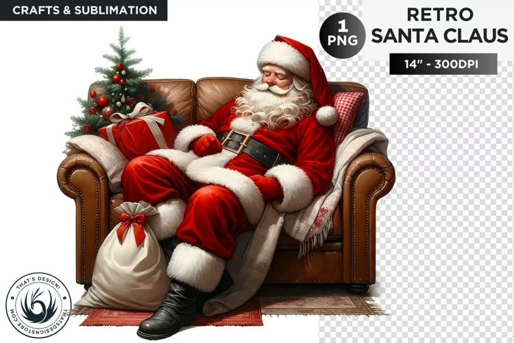 Santa claus resting PNG for sublimation