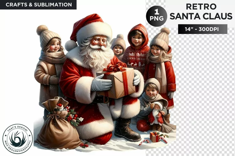Santa claus with kids PNG Clipart for sublimation