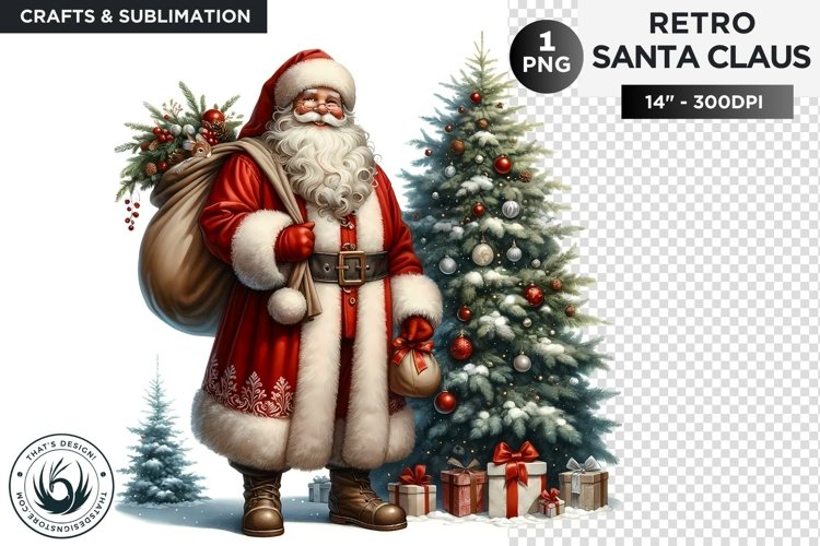 Santa claus with Christmas Tree PNG for sublimation