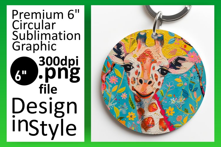 Keychain Giraffe Round Design Spring