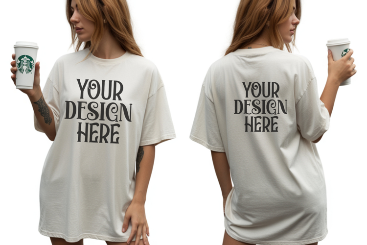 White Comfort Colors 1717 Front & back T shirt Mockup