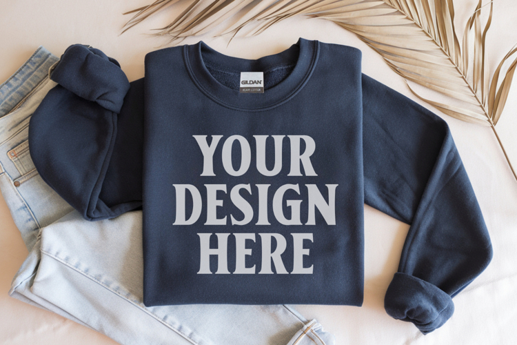 Dark Navy Gildan 18000 Folded Flat Lay Mockups