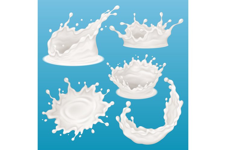 Realistic milk splash, liquid dairy splatter. Dairy natural example image 1