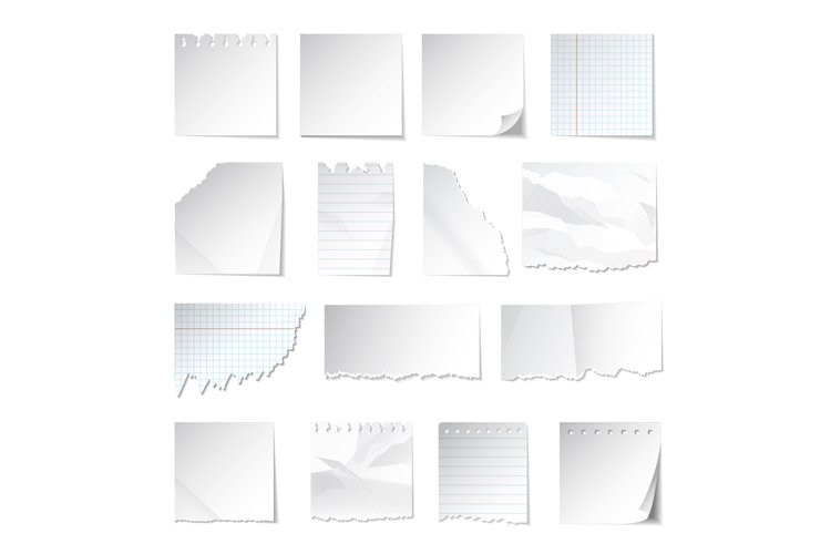 Notes paper. Realistic geometrical notepad papers with stick