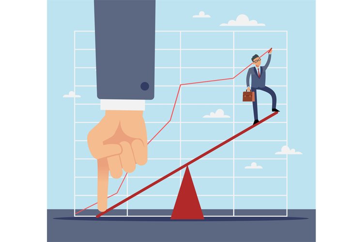 Business Growth Assistance. Businessman support. Scales and example image 1