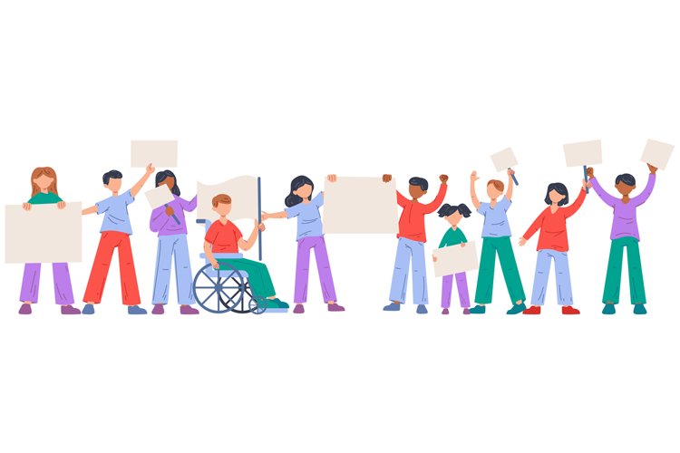 Protest movement, diversity activist characters, social comm