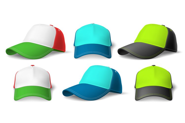 Baseball caps. Realistic uniform snapback. Corporate clothin example image 1