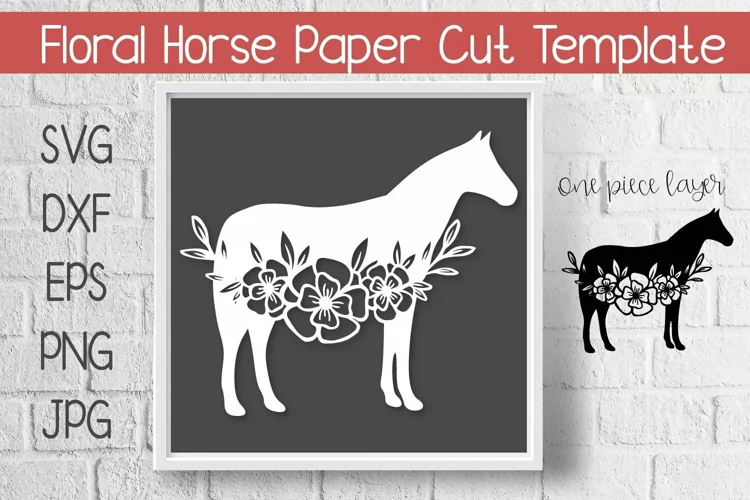 Floral Horse Paper Cut Template