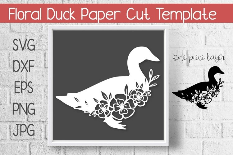 Floral Duck Paper Cut Template
