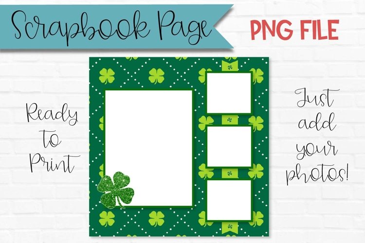 St Patricks Day Scrapbook Page Lucky 4 Leaf Clover example image 1