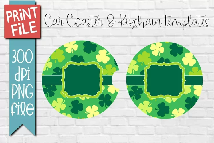 Shamrocks 4 Leaf Clovers Car Coasters Sublimation