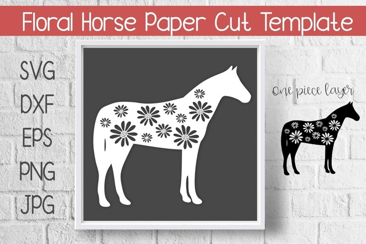 Floral Horse Paper Cut Template