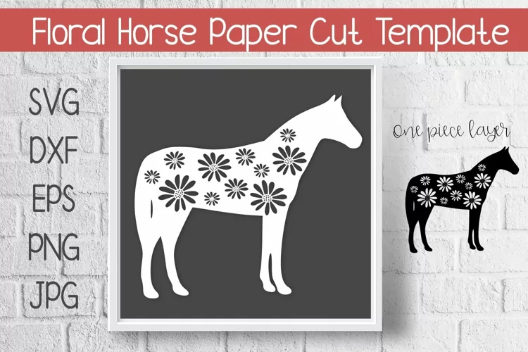 Floral Horse Paper Cut Template