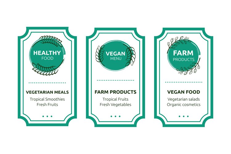 Eco organic sticker. Bio vintage card with stamp. Healthy fo example image 1