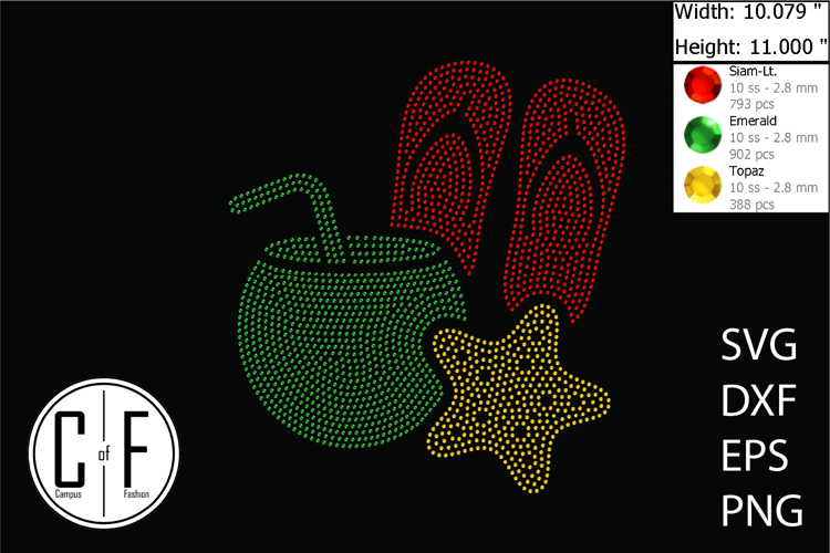 Beach Logo Rhinestone Template
