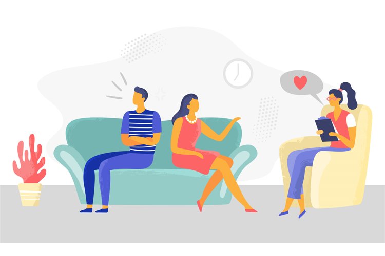 Psychotherapy session. Married couple coming to private appo example image 1